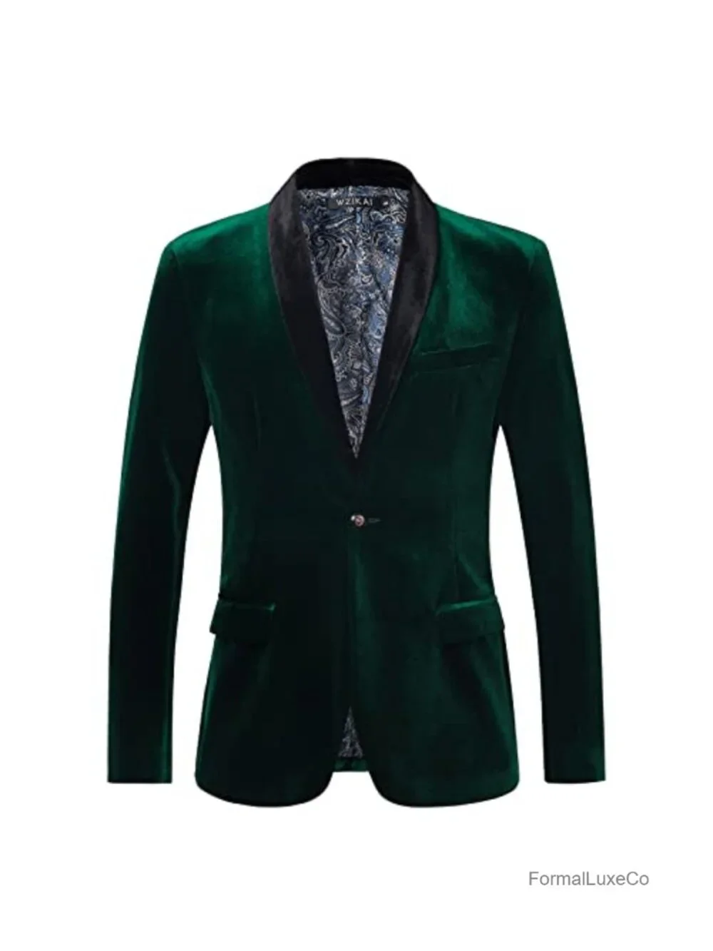 Slim Fit Velvet Blazer Men One Button Suit Jacket Wedding Prom Sport Coat